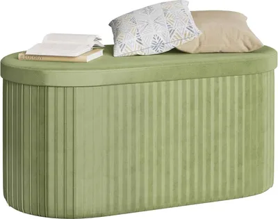 Obrázok produktu pre Úložný taburet s vekom a sedákom | Zelený | 76x38x38 cm