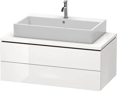 Produktbild von Konsolenunterschrank L-CUBE 400x1020x547mm weiß hochglanz weiß hochglanz