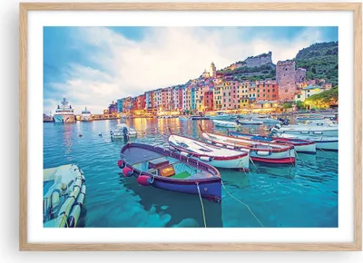 Produktbild von Gerahmtes Poster - Rahmen in heller Eiche - Porto Boote die Farben - 70x50 cm - Wand Bild - Wanddeko - Wandbilder - Kunstposter - Wandposter - Bilderrahmen - Bilder - Kunstdruck - P2NAA70x50-4395