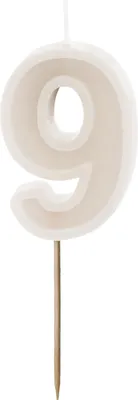 Produktbild von Geburtstagskerze Zahl 9, beige, 6 cm