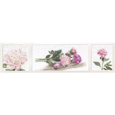 Zdjęcie produktu dla Théa Gouverneur Zestaw do haftu krzyżykowego "Pivoines Aïda", 82x20cm