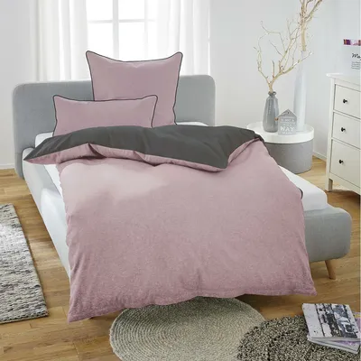 Produktbild von Biberna Melange Flanell Wendebettwäsche 840500 135x200 cm + 80x80 cm brombeer