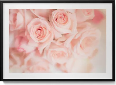 Produktbild von Romantischer Blumenstrauß aus Rosen– Wandbild mit Rahmen – Gerahmtes Bild  – Wanddekoration – 100x70 cm –  Schwarz Rahmen