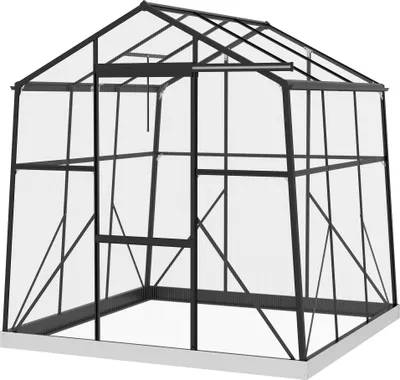 Produktbild von Gewächshaus Treibhaus Frühbeet, wetterbeständig, 192 x 192 x 203 cm, Schwarz