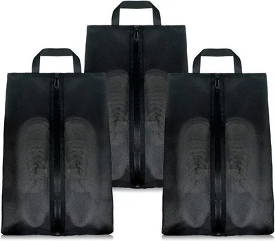 Produktbild von Famanu Schuhbeutel wasserdicht - robuster Reißverschluss, schwarz, L, 3 Stück