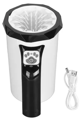 Obrázek produktu pro Automatický čistič psích tlapek, multifunkční, výkonné silikonové štětiny, dobíjecí, přenosný, pro velké psy, černý, bílý