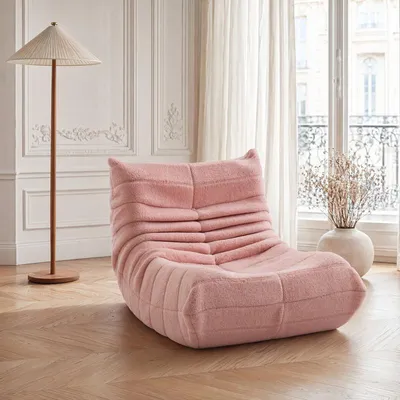 Obrázek produktu pro ProximaX křeslo do obýváku, plyšové, ergonomické, růžové, rozměry 105x86 cm, dodáváno bez montáže