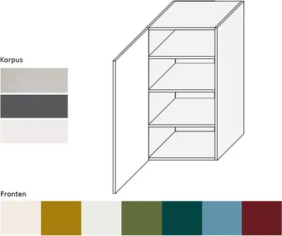 Immagine prodotto di Pensile XL per cucina corpo 45cm colore frontale grigio RAL 3004 viola opaco (RI-W4/45)