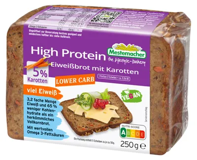 Zdjęcie produktu dla Mestemacher chleb proteinowy z marchewką bez konserwantów 250g
