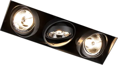 Produktbild von QAZQA - Modern Einbaustrahler schwarz drehbar und kippbar trimmlos 3-Licht - Oneon 3 I Wohnzimmer I Schlafzimmer - Stahl Rechteckig - LED geeignet GU10