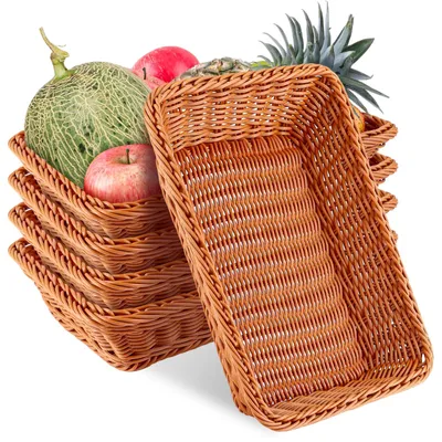 Aufbewahrungskörbe 5er-Set, 35x25x7 cm, Kunststoff, Rattanoptik
