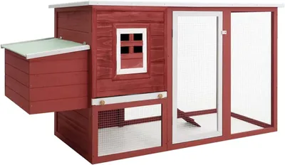 Image de Cage pour volailles – Enclos pour animaux – Abri extérieur en bois – 202 x 75 x 98 cm – Avec espace de reproduction et parc