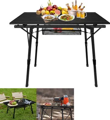 Produktbild von LARS360 90 x 53cm Campingtisch Klapptisch Camping Tisch Falttisch Höhenverstellung  inkl. Tragetasche, Schwarz