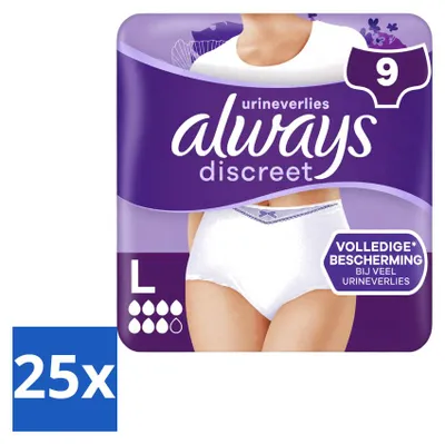 Zdjęcie produktu dla 25 sztuk majtek chłonnych Always Discreet dla kobiet, rozmiar L - zestaw ekonomiczny