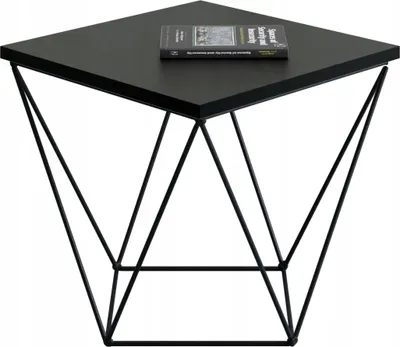 Productafbeelding van Draadklem koffietafel, vierkant, industriële loftstijl, zwart + zwart, MiniPearl