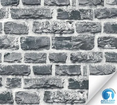 Produktbild von Vliestapete selbstklebend 78457-1 Designdrop Ziegelstein grau schwarz