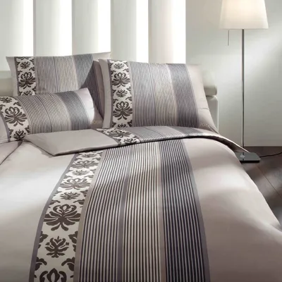 Produktbild von JOOP! Bettwäsche Mako-Satin Ornament Stripe 4022-Farbe graphit-77, 155/220 cm + 80/80 cm AL