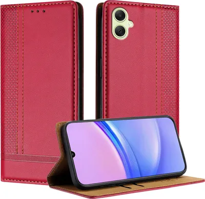 Produktbild von Handyhülle für Samsung Galaxy A05 Leder Flip Klappbare Schutzhülle mit Standfunktion Rot