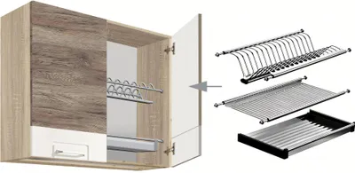 Productafbeelding van Keukenwandkast - ECONO 53G - Wandkast met Abtropfgestell 80 cm, wit hoogglans