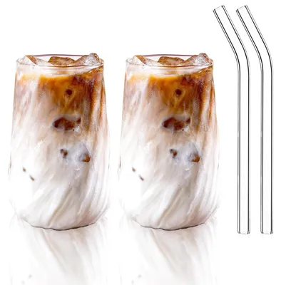 Obrázek produktu pro Sada dvou sklenic s vroubkovaným povrchem, objem 400 ml, vhodné pro nápoje