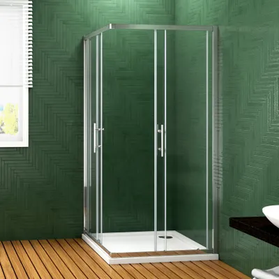 Produktbild von 76x76x185cm Falttür eckdusche Duschkabinen  Pendeltür Duschabtrennung Eckeinstieg Dusche 6mm NANO ESG glas Mit Duschtasse