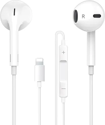 Obrázok produktu pre Slúchadlá do uší s káblom pre Lightning konektor s mikrofónom, biele. KOMPATIBILNÉ S IPHONMI S LIGHTNING KONEKTOROM
