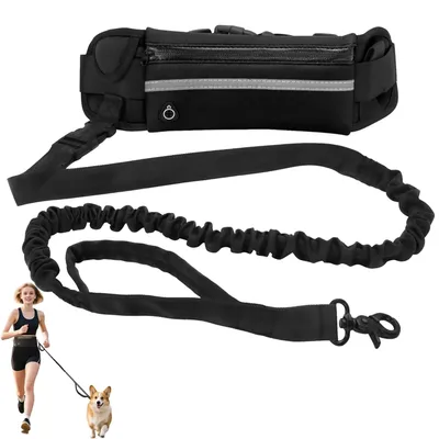 Joggingleine für Hunde, verstellbar 125-155 cm, mit Hüfttasche, Bungee-Leine