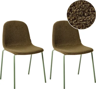 Produktbild von BELIANI Konferenzstühle 2er Set Grün aus Bouclé Stoff Gepolstert Metallbeine Stapelbar Büromöbel