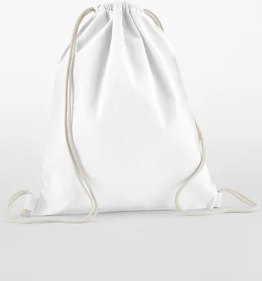 Produktbild von Westford Mill W160 | Organic Baumwolle InCo. Gymsac Turnbeutel - Farbe: White - Größe: 37 x 46 cm