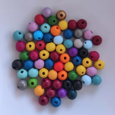 Immagine prodotto di Perline di legno, rotonde, 60 pezzi, 10 mm, colorate