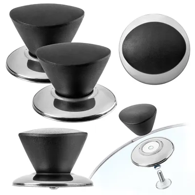Produktbild von KADAX Topfdeckelgriff "Taranto", Haltegriff für Topfdeckel aus Kunststoff und Edelstahl, 2 Stück, Schwarz