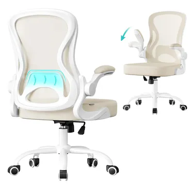 Produktbild von SONGMICS Bürostuhl ergonomisch, Drehstuhl mit Netzgewebe, Schreibtischstuhl mit Lendenstütze, Wippfunktion, klappbare Armlehnen, für Arbeitszimmer
