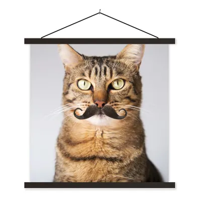 Produktbild von MuchoWow® Textilposter Katze - Schnauzbart - Hipster 60x60 cm mit schwarzem Rahmen - Posteraufhänger