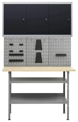Produktbild von Werkbank mit Werkzeugwänden – Tragfähigkeit: 300 kg – Arbeitsfläche: 120 x 60 cm