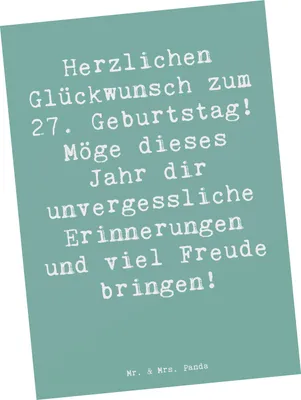 Produktbild von Mr. & Mrs. Panda Grußkarte Spruch 27. Geburtstag - Meeresbrise - Geschenk, Fotokarte, Meilenstein, Ansichtskarten, bildkarte, Happy Birthday, Herzlichen Glückwunsch