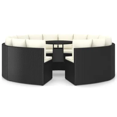 Produktbild von vidaXL 9-tlg. Garten-Sofagarnitur mit Auflagen Poly Rattan Schwarz