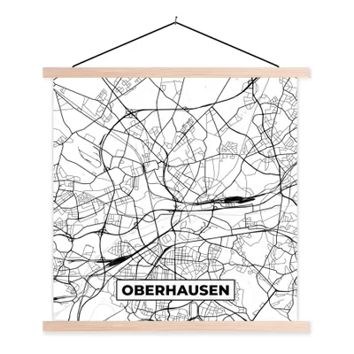 Produktbild von MuchoWow® Textilposter Oberhausen - Karte - Stadtplan 60x60 cm mit holzfarbenen Rahmen - Wanddekoration
