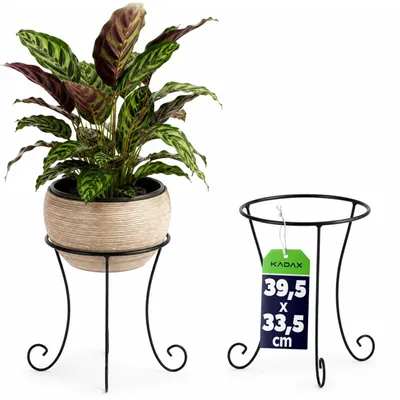 Produktbild von KADAX Blumentopfständer, Pflanzenständer aus Stahl, wetterfester Blumenständer für Innen- und Außenbereiche, Balkon, Terrasse, Garten, Pflanzenhalter, Blumentopf-Halter, schwarz (rund, hoch)