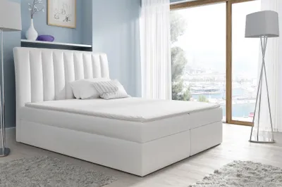 Produktbild von Boxspringbett Schlafzimmerbett MALENA 180x200cm Kunstleder Weiss