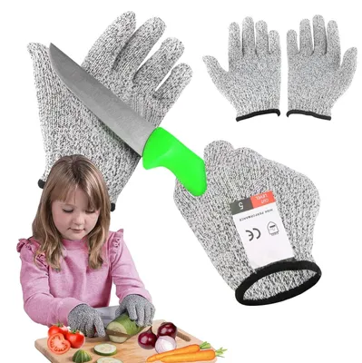 Produktbild von Paar schnittfeste Handschuhe für Kinder, hochwertige Schutzstufe 5, schnittfeste Kinderhandschuhe, Arbeitshandschuhe für Kinder, XS (geeignet für Kinder im Alter von 5-8 Jahren)