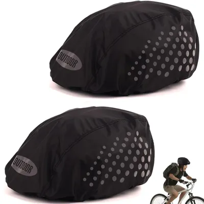 Produktbild von Fahrradhelm Regenschutz - 2 Stück - Wasserdichter Helmüberzug - Reflektierende Streifen - Fahrradhelm-Regenhülle - Universell - Für Fahrrad und E-Bike