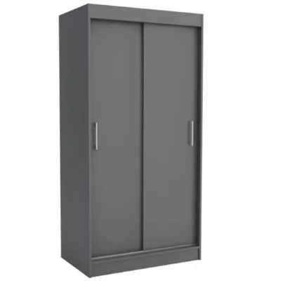 Produktbild von Schiebetürenschrank Emma 100 cm breit, Anthrazit, mit 2 Kleiderstangen und Regalen – Moderner Aufbewahrungsschrank für Schlafzimmer