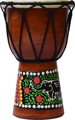Produktbild von Djembe Trommel Bongo Afrika Holz bemalt Drum Instrument Musik Rhythmus Percussion Dot Painting, 15 cm