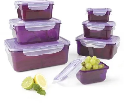 Obrázok produktu pre Sada 7 kusov dóz Ibenzoa® na skladovanie potravín s viečkami – bez BPA, vzduchotesné a stohovateľné, vhodné do mikrovlnnej rúry, mrazničky a umývačky riadu (-20°C až +110°C) na prípravu jedál a skladovanie potravín