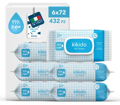 Imagen del producto de Kikido Toallitas Húmedas para Bebé Aqua - 99 % Agua, Sin Perfume - 432 unidades