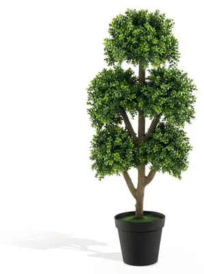 Obrázok produktu pre Umelý boxwood – Umelá rastlina – Guľa z umelého boxwoodu – Umelý strom – Bezúdržbový – Výška 114 cm