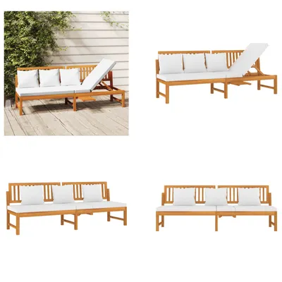 Image de vidaxL Lit de jour avec coussins blanc crème 200x60x75 cm bois massif acacia - Lit de jour - Canapé-lit - Canapés-lits