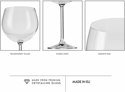 Produktbild von KROSNO Venezia Wassergläser & Weingläser 6er Set 480ml – Hochwertiges Crystalline Glas – Spülmaschinengeeignet – Großer Kelch & Hoher Stiel