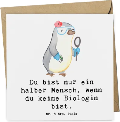 Produktbild von Mr. & Mrs. Panda Grußkarte Biologin Herz - Weiß - Geschenk, anlasskarte, Beruf, Glückwunschkarte, Spruch, Master, faltkarte, doppelkarte, Klappkarte, Studium, Biologie