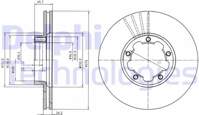 Zdjęcie produktu dla 2x Tarcza hamulcowa DELPHI BG4173 49 7mm 276mm
